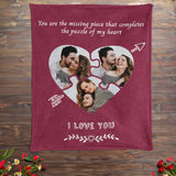 I Love You - Custom Photo Blanket, Pictures Puzzles and Love Words Valentines Blankets, Romantic Gift Ideas for Couples Wife Husband Gf Bf