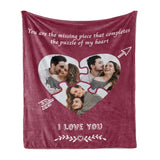 I Love You - Custom Photo Blanket, Pictures Puzzles and Love Words Valentines Blankets, Romantic Gift Ideas for Couples Wife Husband Gf Bf