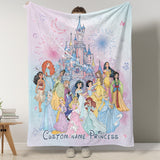 Personalized Disney Princess Blanket, Custom Name Baby Girl Blanket, Disney Princess Birthday Girl Gift