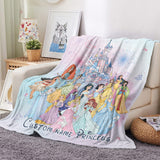 Personalized Disney Princess Blanket, Custom Name Baby Girl Blanket, Disney Princess Birthday Girl Gift