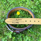 Personalized Leather Belt with Engraved Custom Message and Initial - Funny Anniversary Gift for Husband from Wife - Father’s Day Gift for Daddy - Custom Romantic Valentine Gift for Boyfriend Fiancé