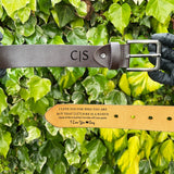 Personalized Leather Belt with Engraved Custom Message and Initial - Funny Anniversary Gift for Husband from Wife - Father’s Day Gift for Daddy - Custom Romantic Valentine Gift for Boyfriend Fiancé