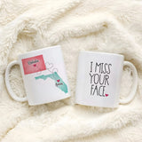 I Miss You - Personalized Name and State Mug - Custom Gift for Best Friends, Bestie, Sister, Family - Unique Long Distance Friendship Gift - Moving Away Present