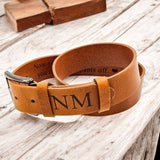 Personalized Leather Belt with Engraved Custom Message and Initials - Unique Anniversary Gift for Husband - Father’s Day Gift for Daddy - Custom Romantic Gift for Boyfriend