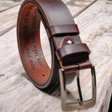 Personalized Leather Belt with Engraved Custom Message and Initials - Unique Anniversary Gift for Husband from Wife - Father’s Day Gift for Daddy - Custom Romantic Gift for Boyfriend