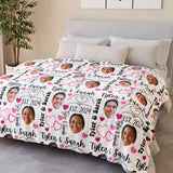 Custom Couple's Face Photo Blanket, Valentine's Day Gift, Personalized Name's Funny Girlfriend Present, Newlywed Wedding Engagement Date Throw