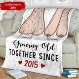 Funny Growing Old Together Personalized Blanket, Customized Love Ceremony Blanket, Anniversary Gift, Gift For Him/Her