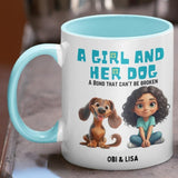 Personalized Girl and Dog Mug with over 80 Design Choices - Customizable Gift for Dog Lovers, Pet Owner Mug