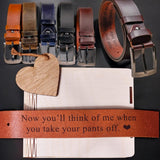 Personalized Leather Belt with Engraved Custom Message and Initials - Unique Anniversary Gift for Husband - Father’s Day Gift for Daddy - Custom Romantic Gift for Boyfriend
