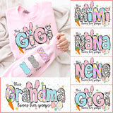 This Mama Loves Her Peeps On Her Sleeve - Personalized Name Easter Shirt for Mom and Grandma
