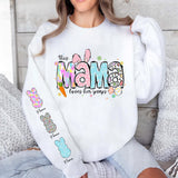 This Mama Loves Her Peeps On Her Sleeve - Personalized Name Easter Shirt for Mom and Grandma