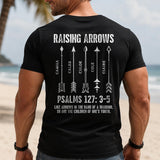 Custom Dad Raising Arrows Shirt, Personalized Fathers Day Gift For Husband, Christian Dad Kids Name Tee, Religious Papa Christian Top Gift