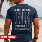 Custom Dad Raising Arrows Shirt, Personalized Fathers Day Gift For Husband, Christian Dad Kids Name Tee, Religious Papa Christian Top Gift