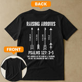 Custom Dad Raising Arrows Shirt, Personalized Fathers Day Gift For Husband, Christian Dad Kids Name Tee, Religious Papa Christian Top Gift