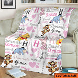 Personalized Winnie the Pooh blanket, Pooh Bear and friends blanket, Birthday gift for her/him, Kids Adults blanket