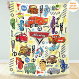 Personalized Cartoon Cars Blanket, Custom Name Pixar Cars Blanket, Lightning McQueen Sally Tow Mater Characters Blanket, Cars Birthday Gifts