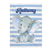 Personalized elephant baby blanket, Custom name baby blanket, Elephant nursery, Elephany todler gift, Elephant gift for baby