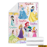 Personalized Disney Princess Blanket, Custom Name Baby Girl Blanket, Disney Princess Birthday Girl Gift