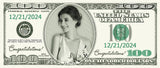 Personalized 100 dollar bill Beach Towel with Photo, Date and any Text - Perfect for the Bride, birthday, party money - Your Face on 100 Dollar Bill Beach Towel