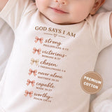 God Says I Am Baby Christian Baby Bodysuit | Bible Verse Infant Outfit | Faith Based Baby Clothes | Christian Baby Shower Gift