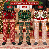 Funny Christmas Pajama Pants, Men Fake Underwear Optical Illusion, Holiday Lounge White Elephant Gag Gift