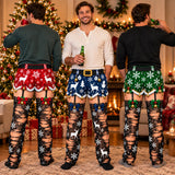 Funny Ugly Christmas Pajama Pants, 3D Fake Lace Stocking Print, Matching Holiday Outfit, Novelty Xmas Sleepwear