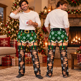 Funny Ugly Christmas Pajama Pants, 3D Fake Lace Stocking Print, Matching Holiday Outfit, Novelty Xmas Sleepwear