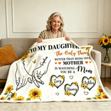 To My Daughter Personalized Blanket, Being Your Mother Is Watching You Be A Mom Blanket, Custom Grandma Gift, New Mom Gift, Sunflower Blanket