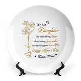 Personalized Ceramic Family Decorative Platter for Daughter, Daughter-In-Law – Custom Birth Month Flower, Name & Text Plate, Unique Keepsake Gifts for Ceramic Decor, Mother's Day,Birthday and Christmas