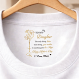 Custom Inside Neck T-Shirt with Name, Birth Flower, Text - Personalized Baby Shower, Mother's Day, Birthday Gifts For Daughter