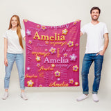 Custom Name Blanket - Floral 3D Effect Blanket with Personalized Name