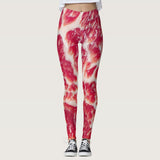 Funny Beef Steak Foodie High Waisted Leggings for Women - No See Through Tummy Control Cycling Workout Yoga Pants