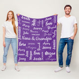 Personalized Blanket with Names for Grandma & Grandpa, Mom & Papa - Custom Blanket with Family Names - Unique Gifts for Birthday, Christmas, Baby Shower