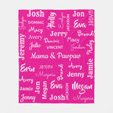 Personalized Blanket with Names for Grandma & Grandpa, Mom & Papa - Custom Blanket with Family Names - Unique Gifts for Birthday, Christmas, Baby Shower