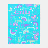 Personalized Name Rainbow Stars Fleece Blanket for Kids and Adults - Unique Gifts for Birthday, Housewarming, Christmas