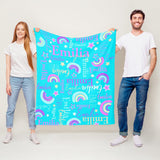 Personalized Name Rainbow Stars Fleece Blanket for Kids and Adults - Unique Gifts for Birthday, Housewarming, Christmas