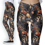 Vintage Gothic Lovers Skeleton High Waisted Leggings for Women - No See Through Tummy Control Cycling Workout Yoga Pants
