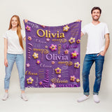 Custom Name Blanket - Floral 3D Effect Blanket with Personalized Name