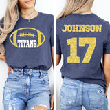 Custom Football Mom Shirt – Personalized Name & Number Tee – Game Day Jersey Style, Game Day Football Shirt, Name and Number Football Shirt