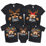Reindeer Family Christmas Shirt,Personalized Christmas Family Shirt,Custom Family Name Tee,Funny Christmas Tee,Gift For Christmas,Xmas Gift