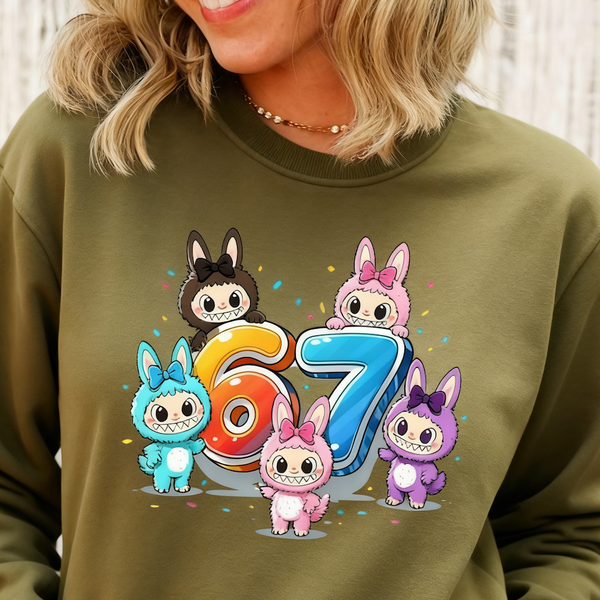 Kawaii Labu 67 Six Seven Inspired Sweatshirt Gift For Labu Fans Harajuku Style Animal Sweatshirt Hoodies T-Shirts
