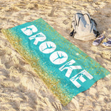 Custom Name Glitter Dance Silhouette Beach Towel, Personalized Glitter Dancer Beach Towel, Custom Quick Dry Beach Towel, Personalized Gift