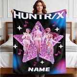 Kpop Demon Hunters Blanket, Custom Name Personalized Huntrix Throw
