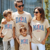 Customizable Patriotic Family T-Shirt - Personalized Dada Mama Mini Shirt with Name- Red White Blue Family Shirt for 4th Of July