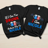 Personalized Matching Couples Shirt with Name- Funny Couple Shirts for Independence Day - Drinking Party Shirts For 4th Of July