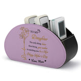 Personalized Remote Control Holder with Birth Month Flower, Name & Text , 5 Compartments Leather TV Remoter Caddy Desktop Organizer Makeup Brush Holder Storage Fits TV Remotes, Media Controllers, Office Supplies