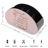 Personalized Remote Control Holder with Birth Month Flower, Name & Text , 5 Compartments Leather TV Remoter Caddy Desktop Organizer Makeup Brush Holder Storage Fits TV Remotes, Media Controllers, Office Supplies