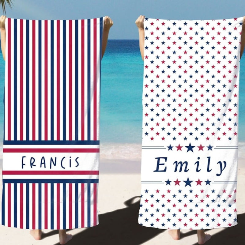 Personalized 4th of July Beach Towel with Name