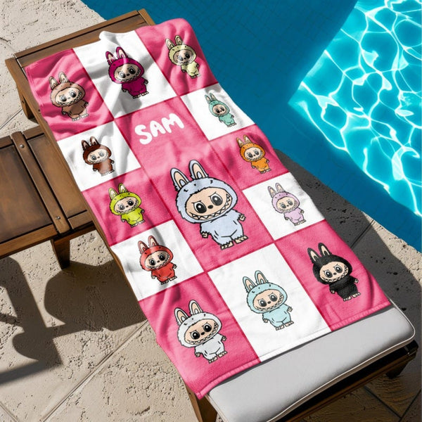 Cute Personalized Beach Towel, Personalized Name Bath Towel, Custom Pool Towel, Beach Towel With Name, Outside Birthday Vacation Gift
