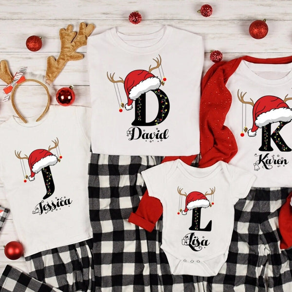 Family Christmas Name Shirt, Monogrammed Family Christmas Shirt, Personalized Christmas Family T-Shirt, Custom Christmas Shirt With Name